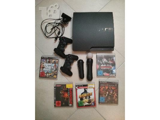 PoulaTo: PS3 Slim 320GB & 2 controllers & move & 5 games