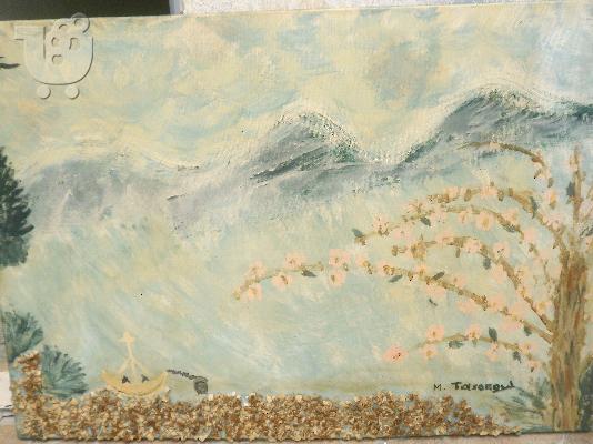 PoulaTo: πίνακας ακουαρέλα και λάδι << φθινοπωρινή θάλασσα >>
