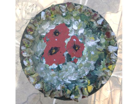 PoulaTo: χειροποίητο διακοσμητικό πιάτο τοίχου με λουλούδια
