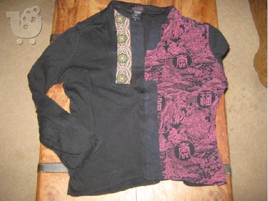 PoulaTo: custo μακο λεπτο μπλουζακι με κεντημενο σχεδιο μπροστα και πισω, αγορασμενο απο ισπανια, για κοριτσακι 8-10 ετων 0446